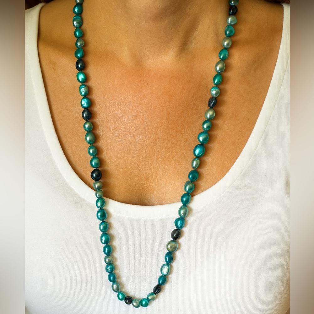 Honora Teal Freshwater Pearls Necklace And Bracelet Set